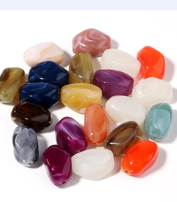 20 stücke Unregelmäßige Acryl Doppel Farben Perlen Bunte Lose Spacer Perlen Für Schmuck Machen DIY Armbänder Halskette Zubehör – Detail 9