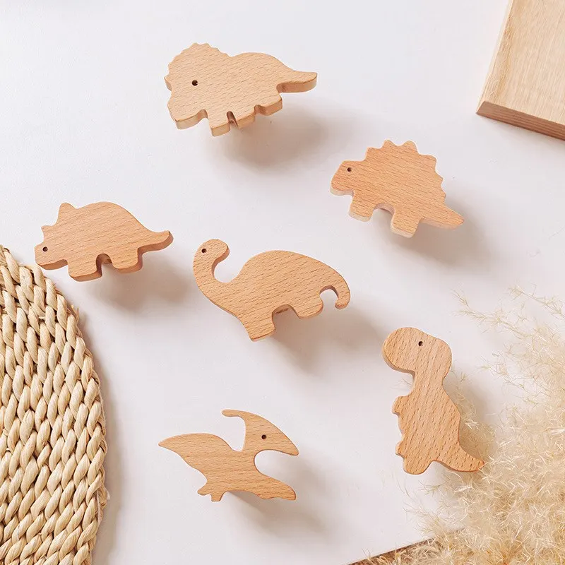 Description Picture 5 of itemWood Handle Knob dinosaur Shape Cupboard Wardrobe Cabinet Drawer Door Solid Wooden Handles Knobs for Kids Furniture 7Pcs