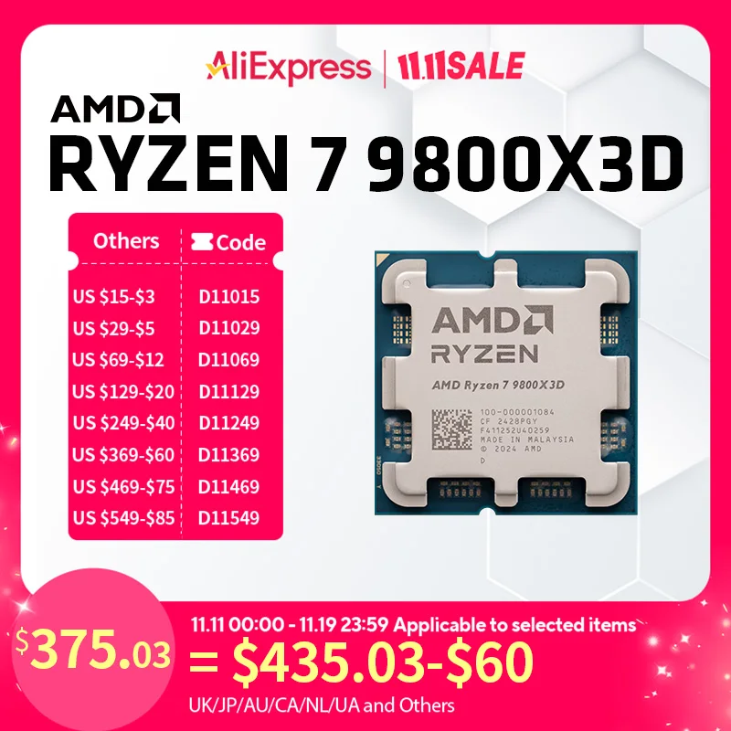 [CPU/RAM] Aliexpress 28% Rakuten CashBack (9800x3D~$379, 7800x3D~$267, 2x16GB DDR5 Hynix Ram ~$237) [Aliexpress.com]
