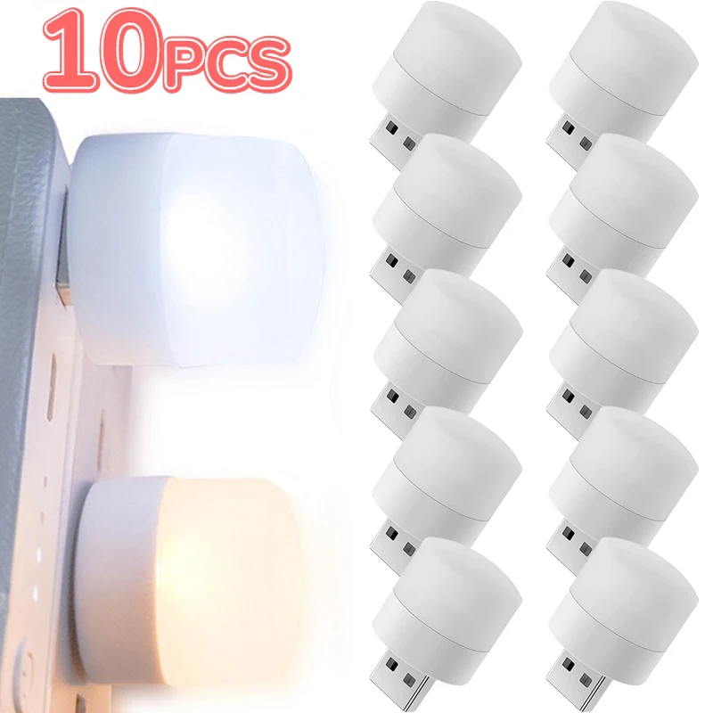 Mini Night Light Led Lamp Desk Lamp 1/3/5/10Pcs Mini USB Plug Lamp 5V 1W Bright Eye Protection Book Reading Light Computer Mobile Power Charging USB LED Night Light
