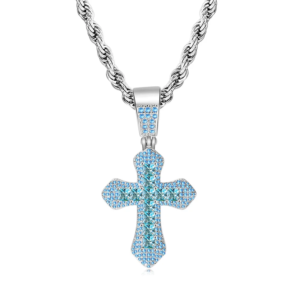 Collana Croce Unisex In Acciaio Inox Con Zirconi – Catena Rapper Retrò 60 Cm – Gioiello Punk Per Ragazzo E Ragazza – Regalo Hip Hop