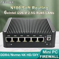 Intel N100 Soft Router 6 Lans i226-V 2.5G Fanless Mini PC COM HD DP USB Type-C pfSense Firewall Appliance OPNsense ESXi Computer 1