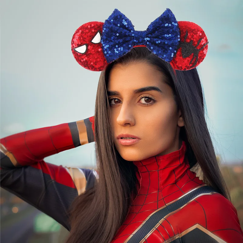 Disney Mickey Mouse Ears Headband Women Party Hair Accessories Spiderman Headbands for Kids Girls Fine Hair Rings Hairbands Gift goth pvc holographic belts 3 piece set women link chains laser choker sexy bra chest belts o rings waist belt party club outfits