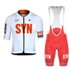 White Syn Summer breathable and comfortable men's cycling Set Short Sleeve Jersey And Bib Shorts Red Logo MTB Clothing 1