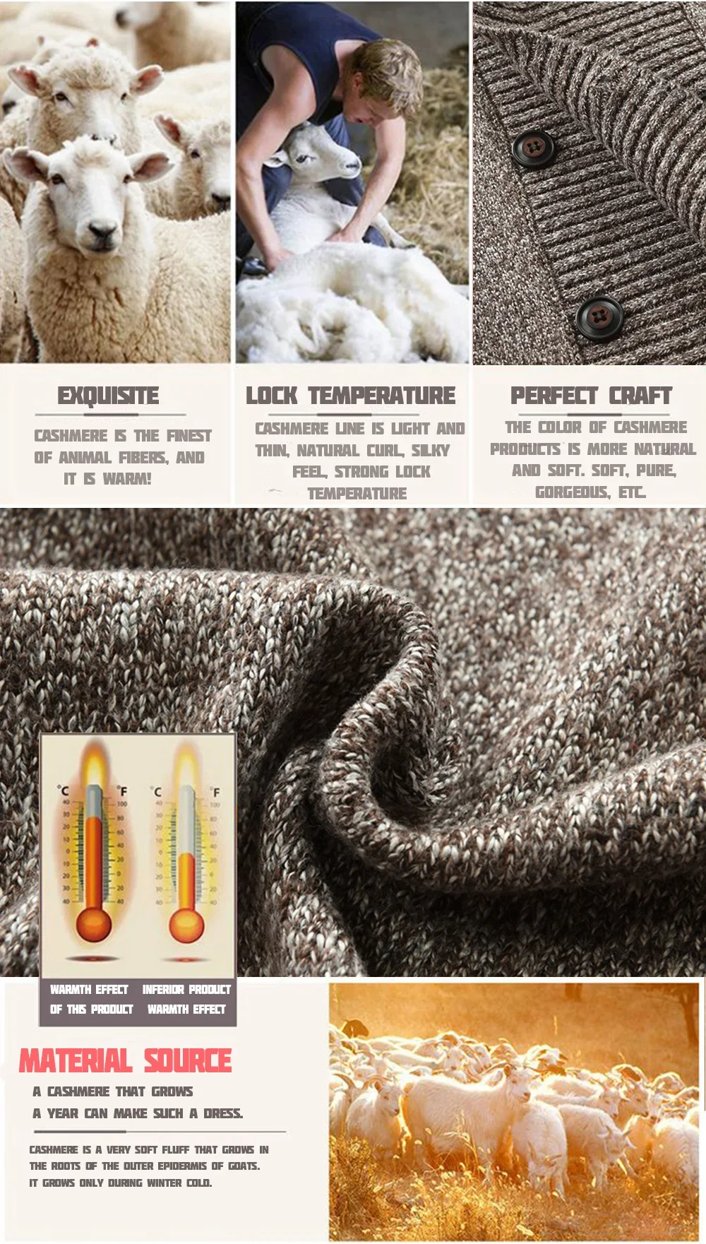 Description Picture 4 of itemMen's Fashion Winter Wool Cardigan Sweater Double Breasted Cashmere V Neck Men Large Size Long Cardigan Men Pull Homme clothing