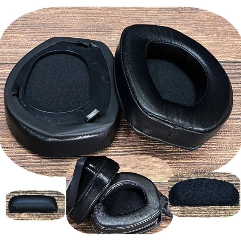 Pele de Carneiro Ear Pads Capa para Sennheiser Hdr Headphones Substituição Headband Earmuffs Almofada Preta Rs165 175 185 195 Par