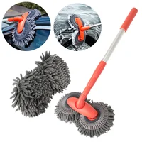 Car Washer Mop Foam Wash Brush Double Brush Head Roof Window Cleaning Maintenance Three-Section Telescopic Mop Car Accessories 1