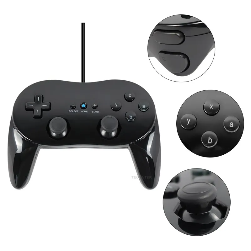 White/Black New Classic Wired Game Controller Gaming Pro Remote Game Controller Gamepad Joypad Joystick Compatible Nintendo Wii