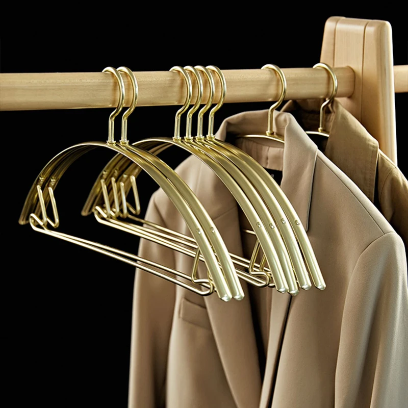 

5pcs No trace Clothes Hangers Gold/Sliver Aluminium Alloy Coat Hanger Wardrobe Storage Racks Household Clotheshorse Wholesale