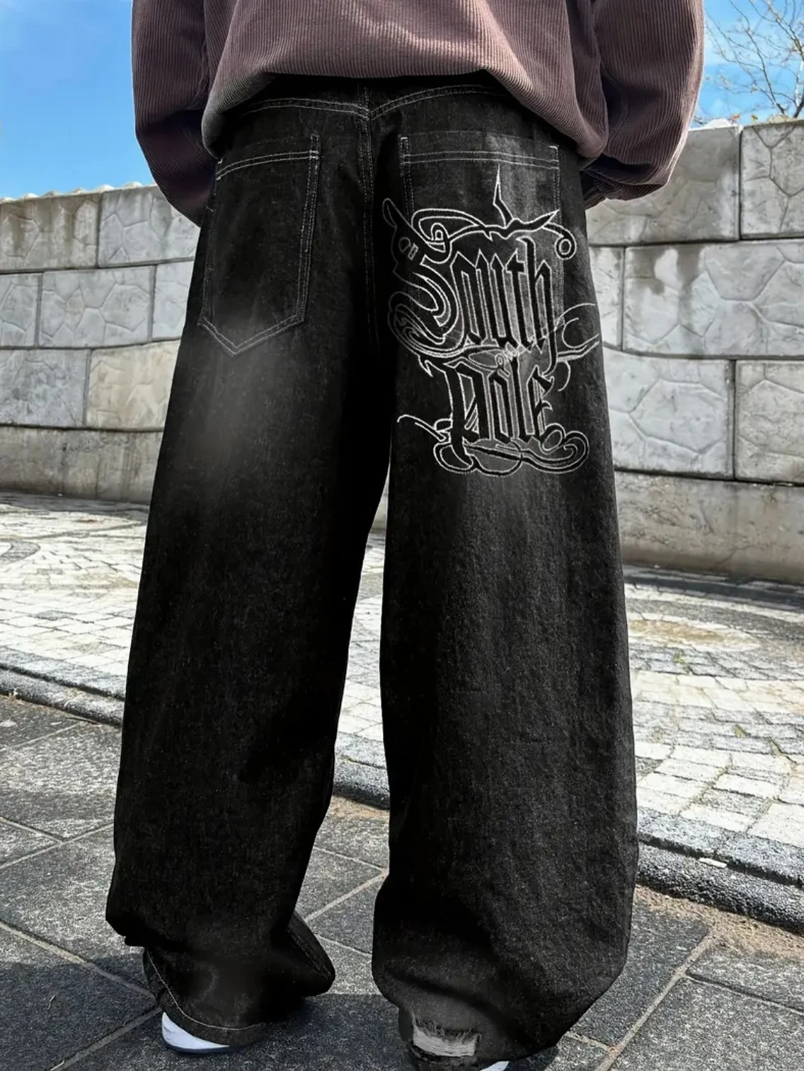 Y2K Gothic Aesthetic Baggy Jeans Men Women South Pole Embroidered