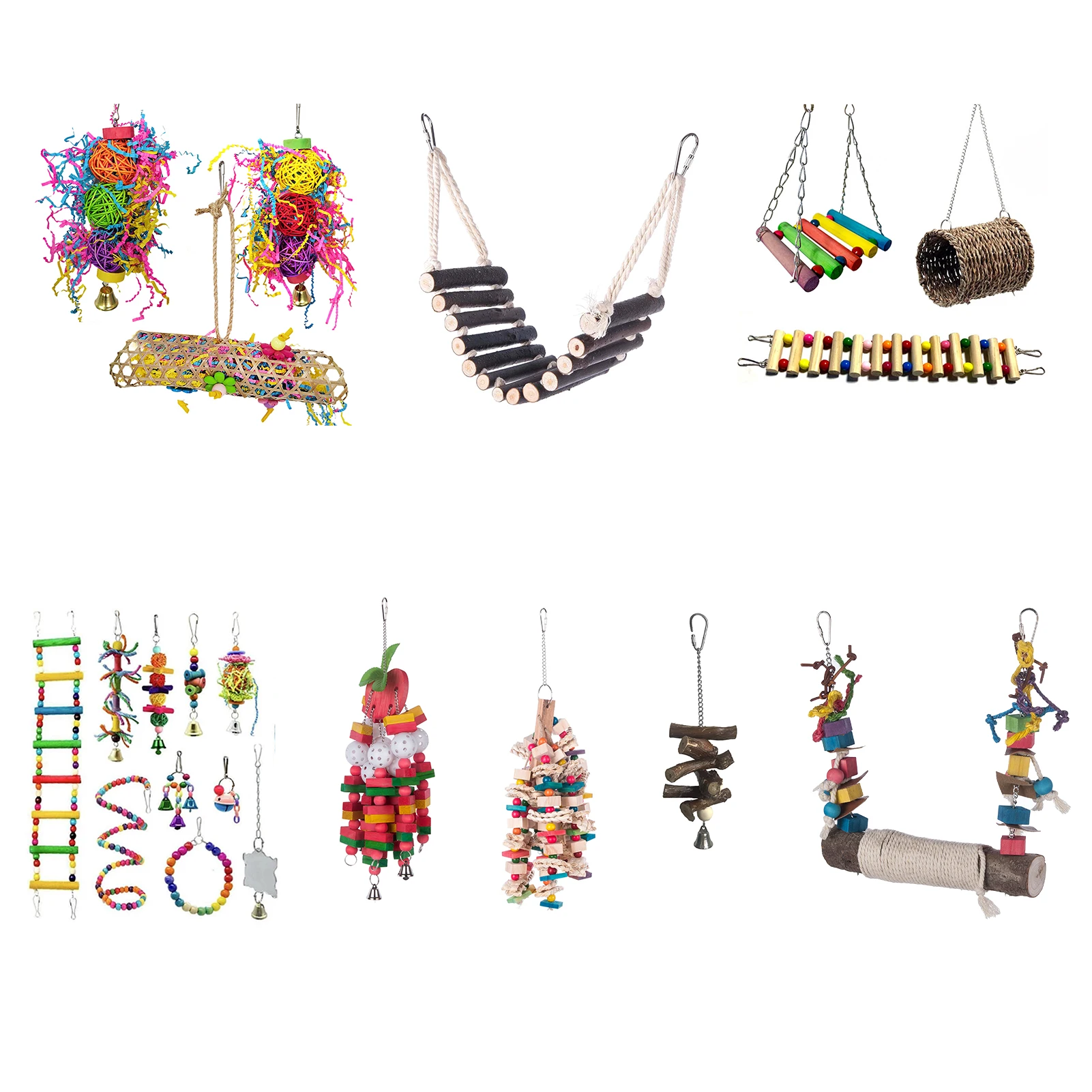 

Birds Toy Pet Bird Parrot Parakeet Budgie Cockatiel Cage Bird Toys HangingToy Hammock Swing Toy