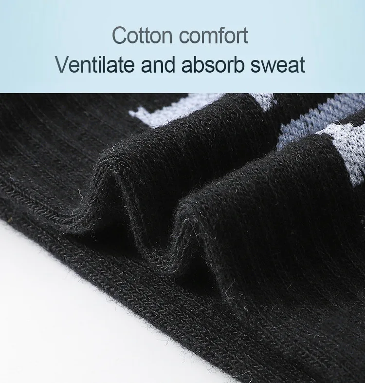 5 Paar Herren-Baumwollsocken, schwarz, weiß, einfarbig, atmungsaktiv, saugfähig, Laufsocken, Outdoor-Laufsocken – Detail 3