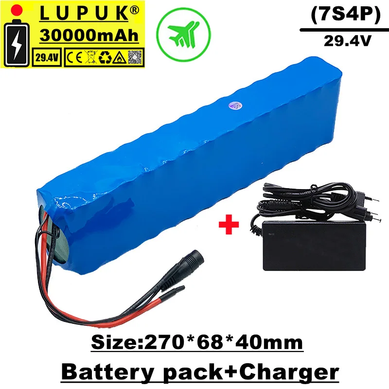 

LUPUK-29.4V Battery pack series, 7 series and 4 parallel combinations, 30000 mAh, high power, multiple sizes, free shipping