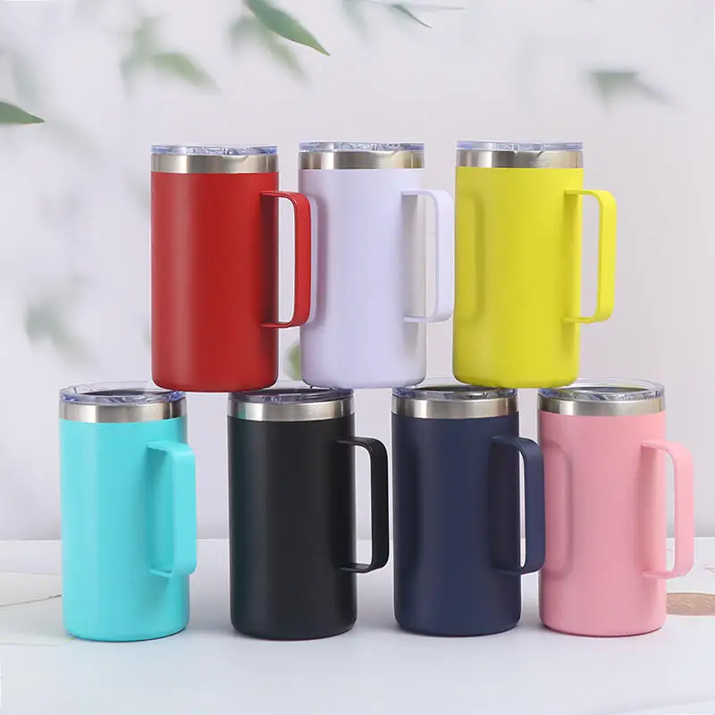 Insulated Stainless Steel Travel Tumbler - 16oz, BPA-Free with Handle and Lid