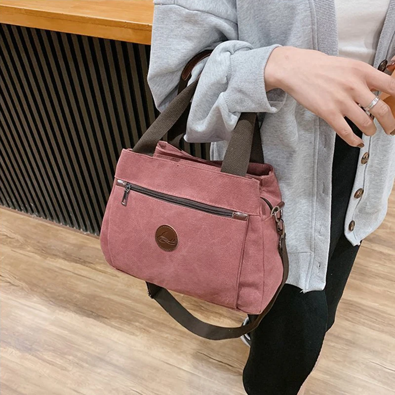 Yogodlns Casual Handle Bag For Women Canvas Shoulder Bag Large Capacity Crossbody Bag New Multifunction Messenger Handbag