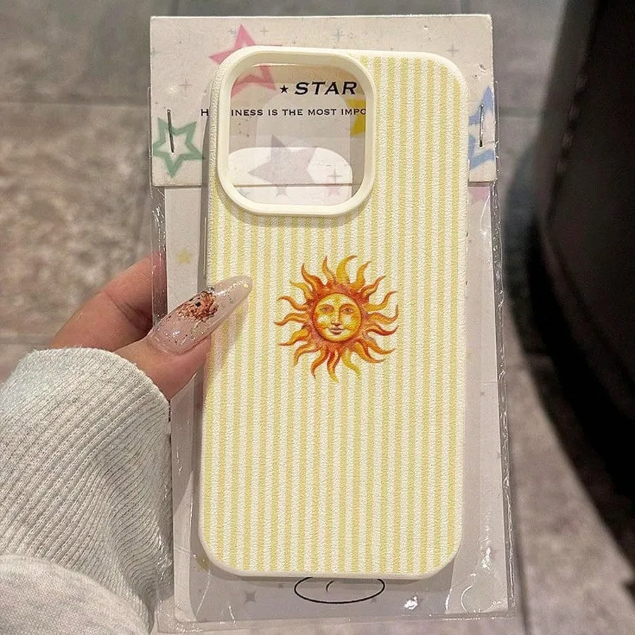 Light Blue Striped Sunflower Pattern Phone Case