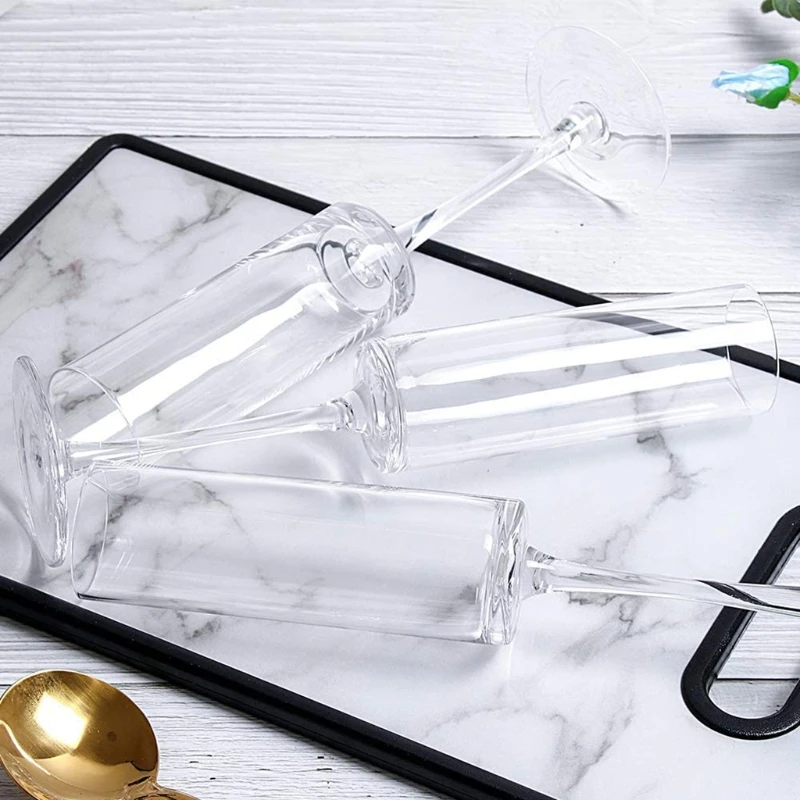 Parties Essentials 1 Set 6 Pieces Disposable Acrylic Champagne Flutes Wine Glasses Party Cups Transparent Champagne Cups
