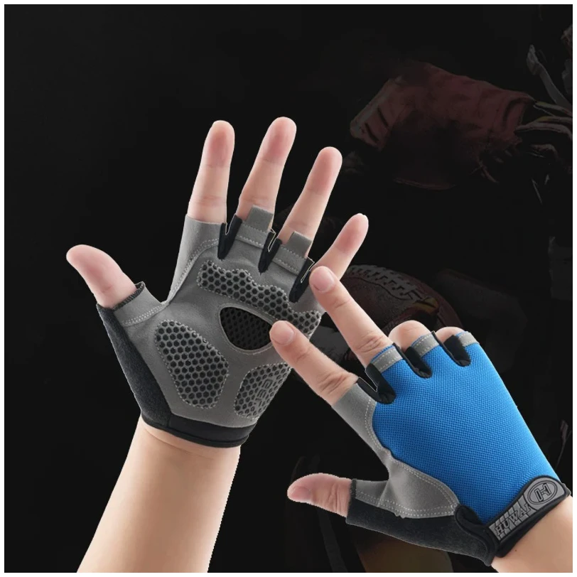 Men Cycling Bicycle Gloves Half Finger Gym Gloves Women Mitten Breathable Anti-slip Glove Fitness Sport Training