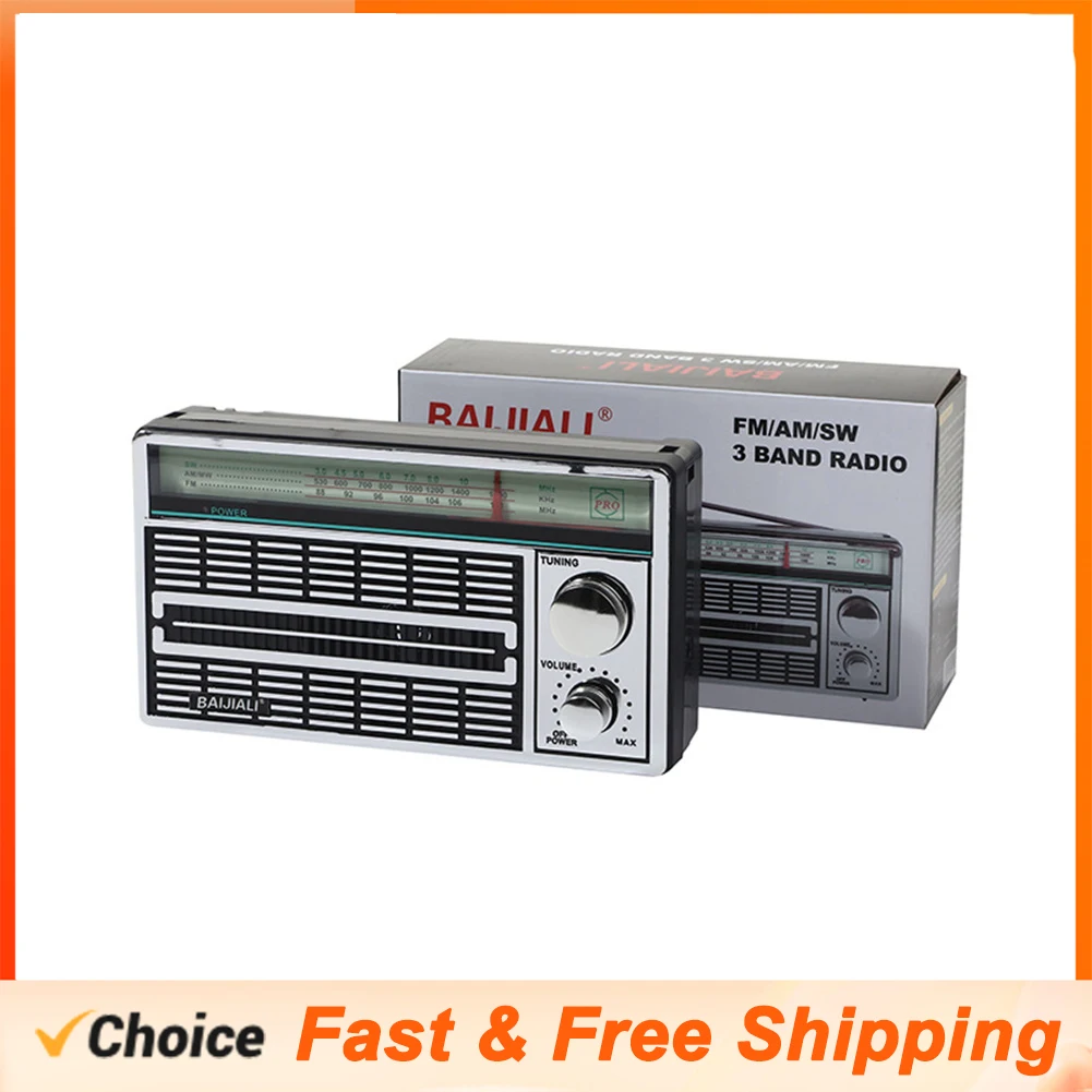 연장자용 휴대용 미니 ABS 라디오, 텔레스코픽 안테나 손잡이 조정 라디오 스피커, 배터리 작동, 1202AC AM FM SW 라디오 