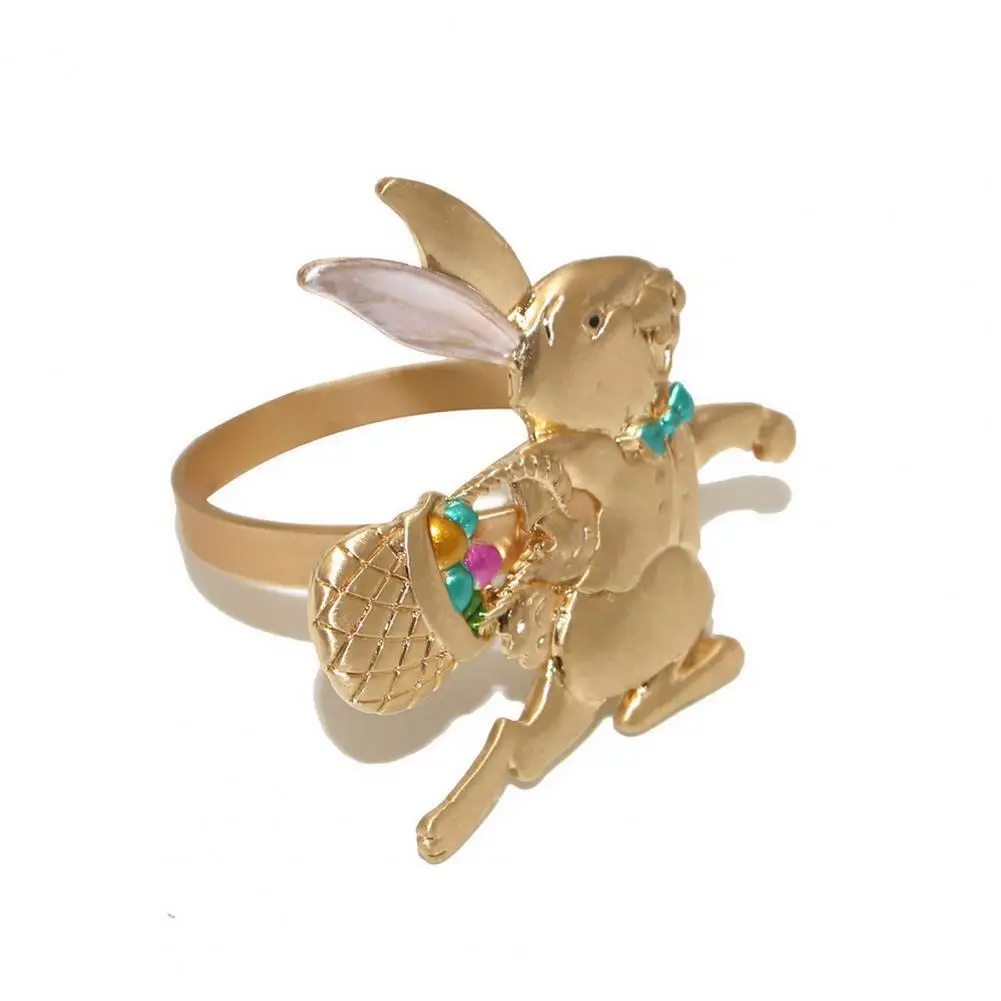 

Alloy Napkin Rings Easter Bunny Napkin Rings Set Matte Gold Holder Dinning Table Decorations 6pcs Easter Napkin Rings for Easter