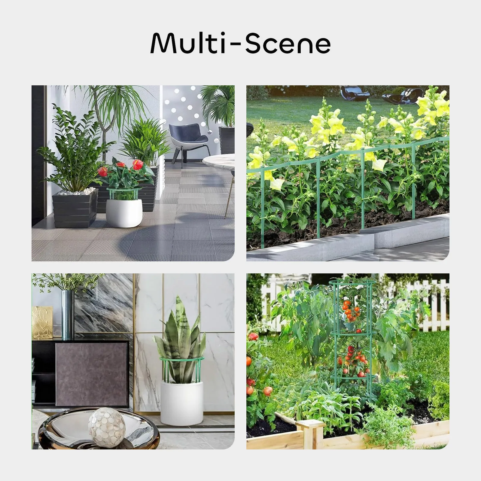 8 Packs Plant Support Stakes, Stackable Flower Support Stake, Plant Supports with 65Ft Twist Tie, Stakes for Garden Indoor