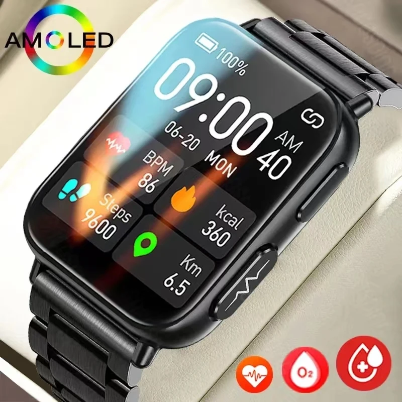 

2023 Noninvasive Blood Glucose Smart Watch Men ECG Heart Rate Monitor Thermometer 1.91 Inch HD Sports Waterproof Smartwatch