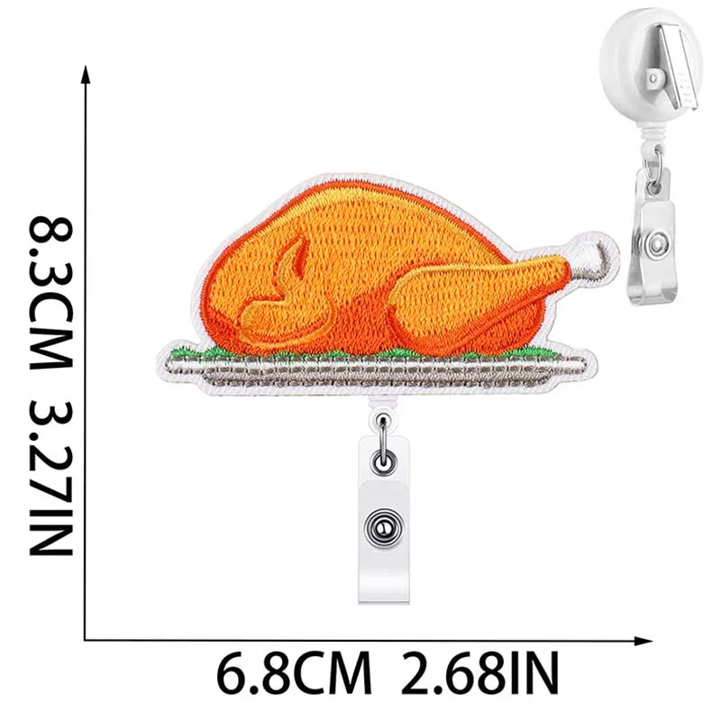 2023 Embroidery Thanksgiving Day Badge Reel Retractable ID Badge Holder 360  Rotating Alligator Clip Name Holder - AliExpress