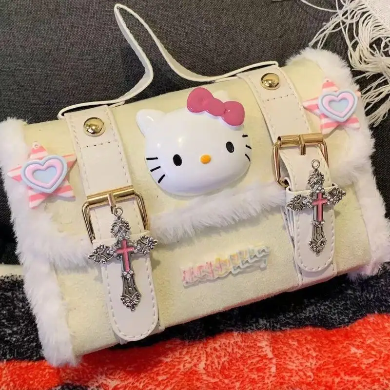 

Kawaii Sanrio Anime Hobby Hello Kitty Plush Crossbody Bag Y2K Style Cartoon Women's Shoulder Bag Give Gifts To Girlfriend