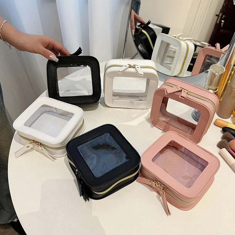 2 Bolsas Cosméticas Transparentes Pequeñas PVC Impermeables Con Cierre - Organizador Viaje Maquillaje
