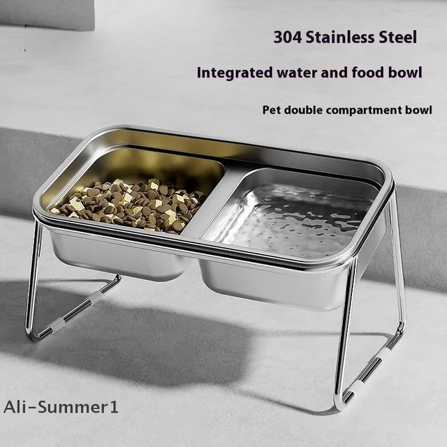 【E】Cat Bowl Cat Food Bowl Stainless Steel Double Bowl Anti-Tip Pet Bowl Cat Eating Bowl Drinking Bowl Grain Bowl Dog Bowl 【E】Cat Bowl Cat Food Bowl Stainless Steel Double Bowl Anti-Tip Pet Bowl Cat Eating Bowl Drinking Bowl Grain Bowl Dog Bowl