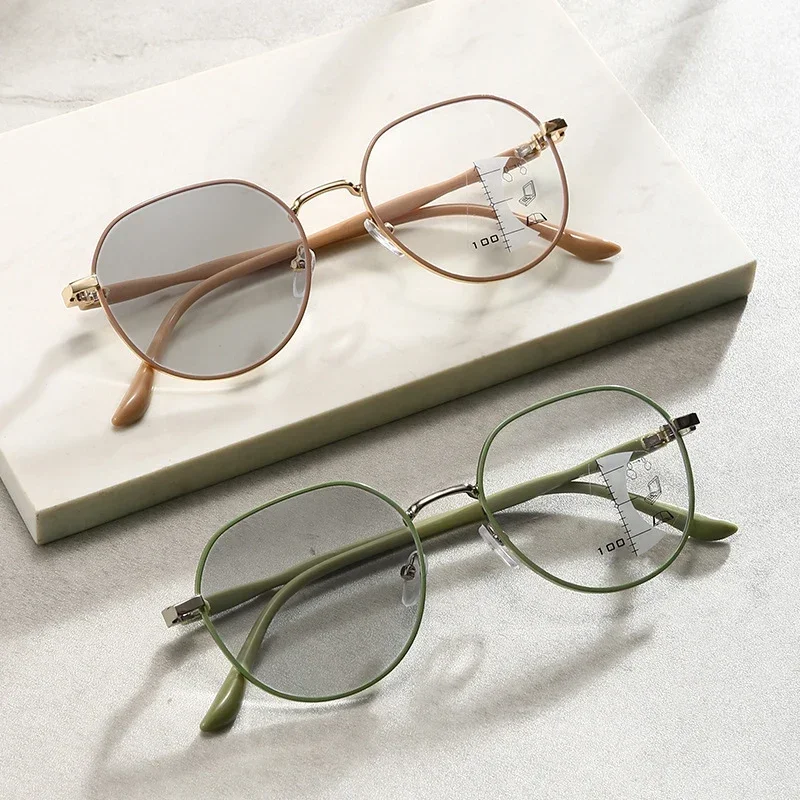 Fashion Metal Frame Finished Near Far Sight Glasses Unisex Outdoor Color Changing Multifocal Reading Glasses Diopter Presbyopia 3