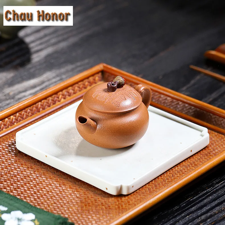 125ml Elegant Yixing Purple Clay Teapots Handmade Persimmon Pot Raw Ore Downhill Mud Tea Maker Kettle Zisha Tea Set Collection