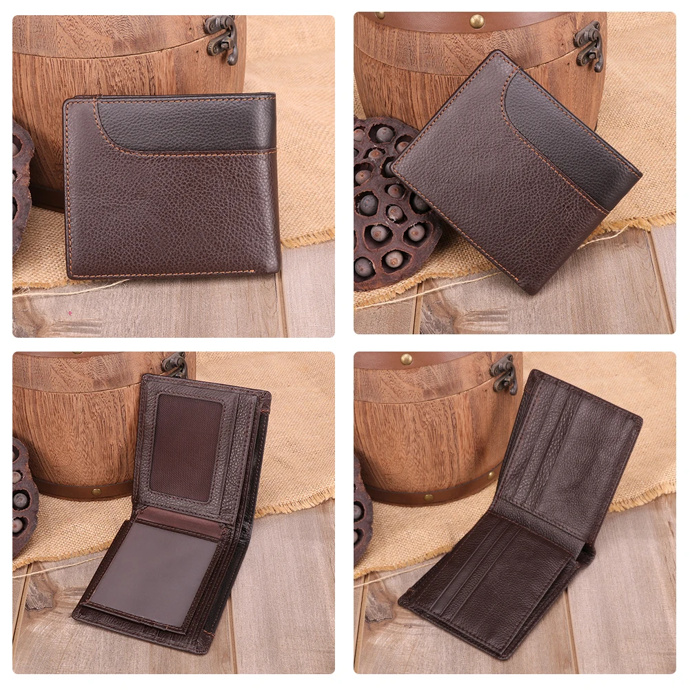 Business leather wallet retro men's Money clip multi-card rfid anti-theft brush fashion gentleman bag Coin purses luxury wallet
