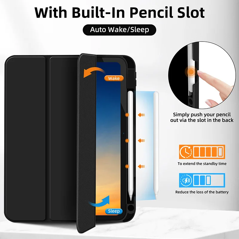 Enhanced PU Leather Trifold Stand Case with Pen Holder