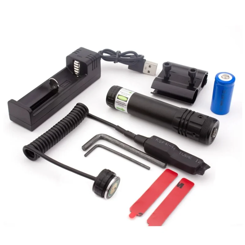 

Adjustable 11/20mm Tactical Training Laser Pointer Rechargeable Red/Green Laser Sight + Extension Switch Green Sight