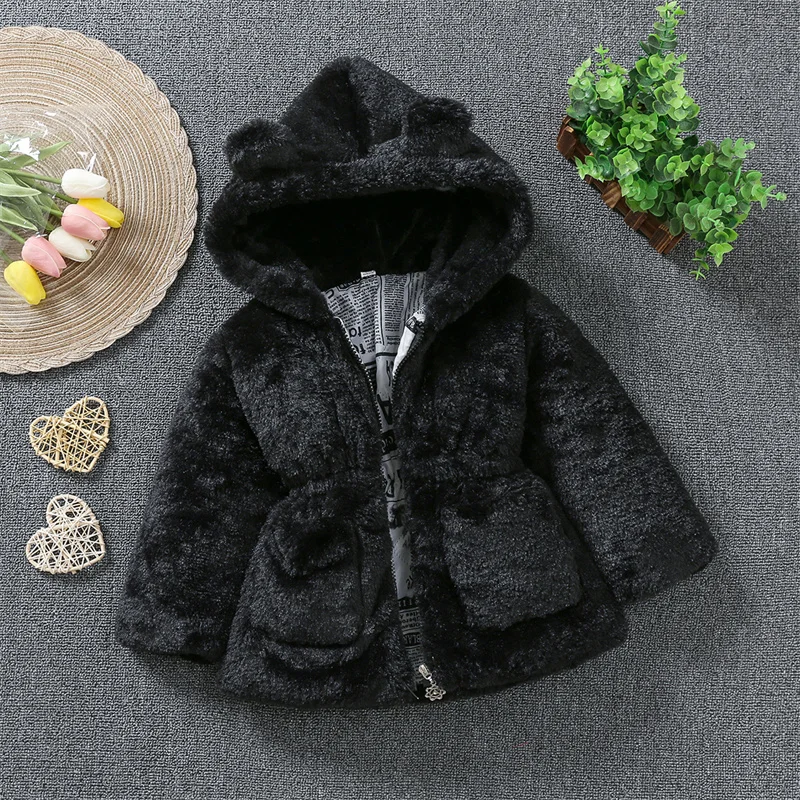 Girls Clothing Baby Coats for Girls Fur Collar Jackets For Winter Autumn Kids Clothes Plus Velvet Thick Denim Children Outerwear