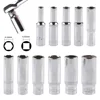 1pc 1/4 Hex Socket Adapter Chromium-vanadium Steel Deep Socket Wrench Head Sleeve For Ratchet Wrench Auto Repair Hand Tool 2