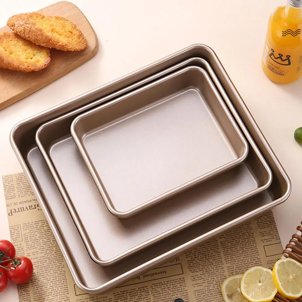 

Rectangle Baking Sheets Pans Sturdy Champagne Carbon Steel Toaster Oven Dishes Nonstick Extra Thick Cookie Tray Bread