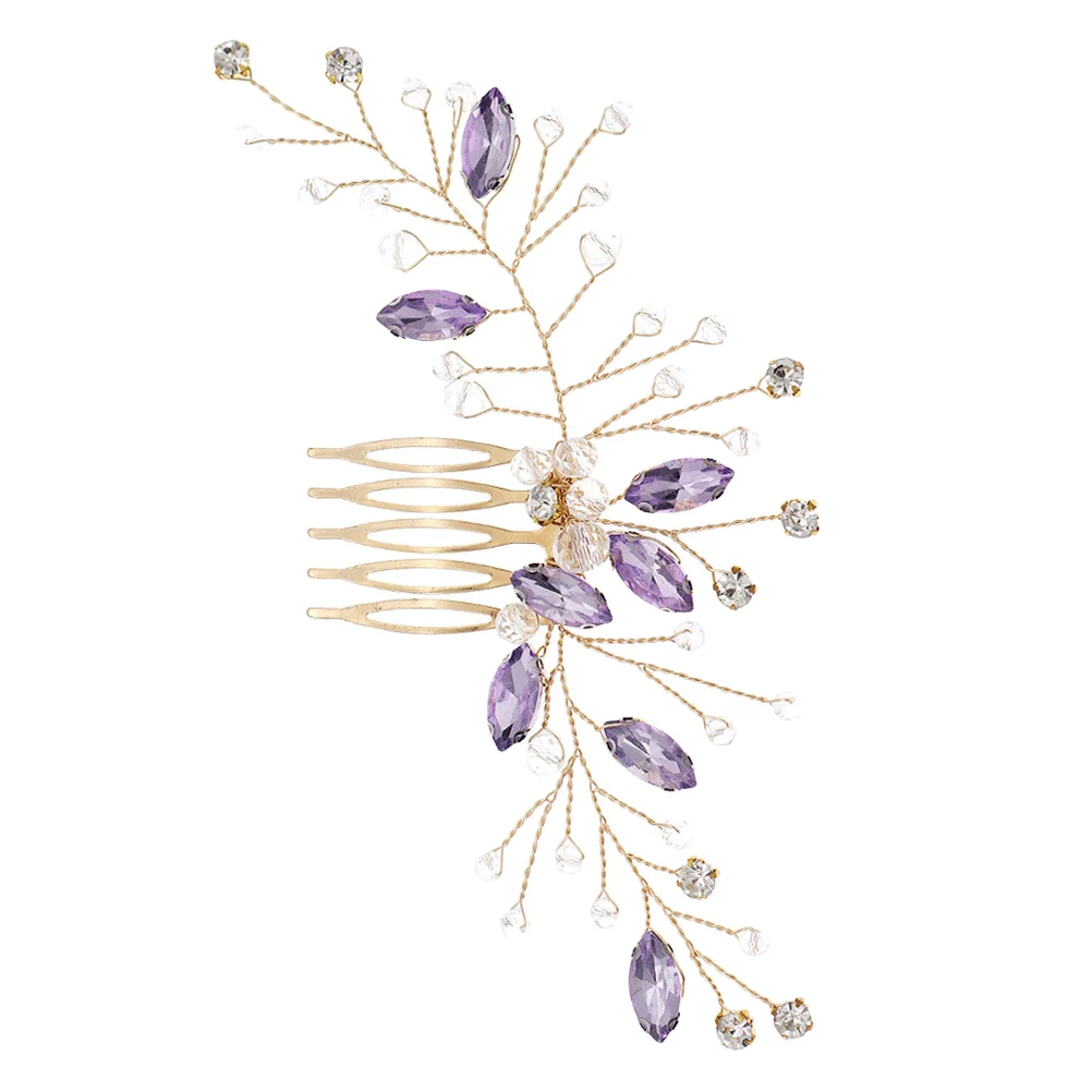

Retro Handmade Beaded Five-tooth Hair Comb with Purple Rhinestones (gold Hs-j6851gp) Headband Combs for Wedding Accessories
