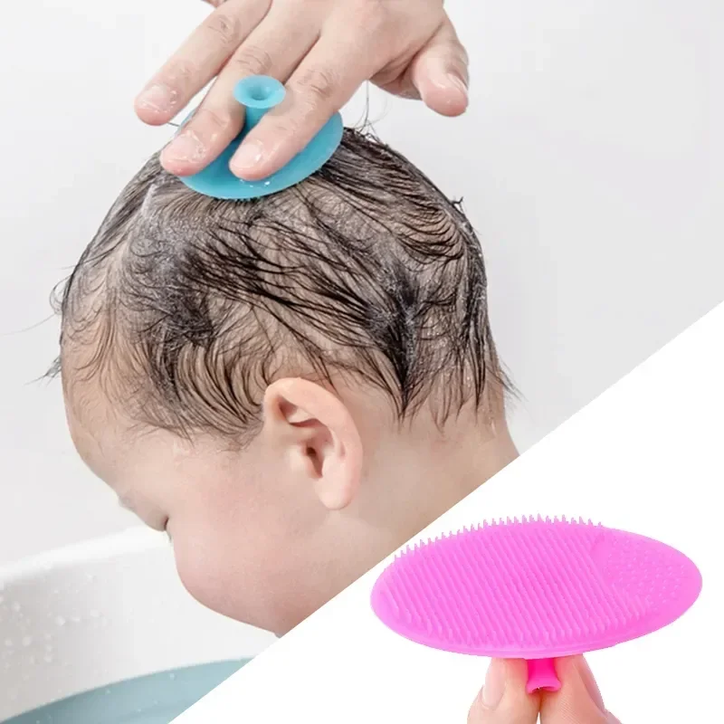 Silicone shampoo brush for baby infant bathing soft silicone boys kids shower brush head hair washing massage brushes wipe comb