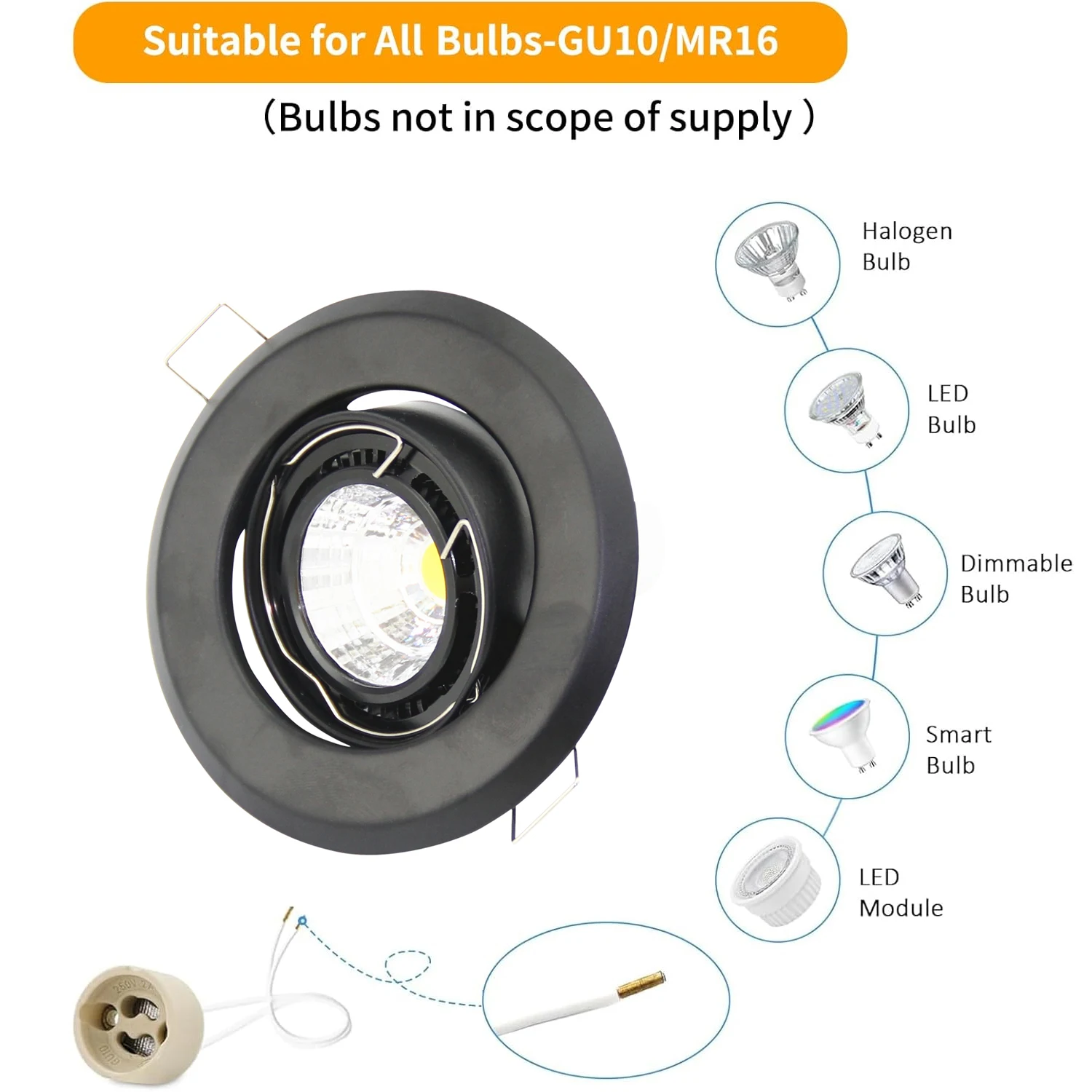 1/10PCS 매립형 다운라이트 프레임 LED 천장 조명기구 다운라이트 GU10 MR16 천장 스포트라이트 피팅기구 원형 스포트라이트