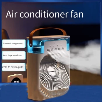5-hole colorful light humidifier spray fan mini portable dormitory desktop silent air cooler household student bedroom gift 1