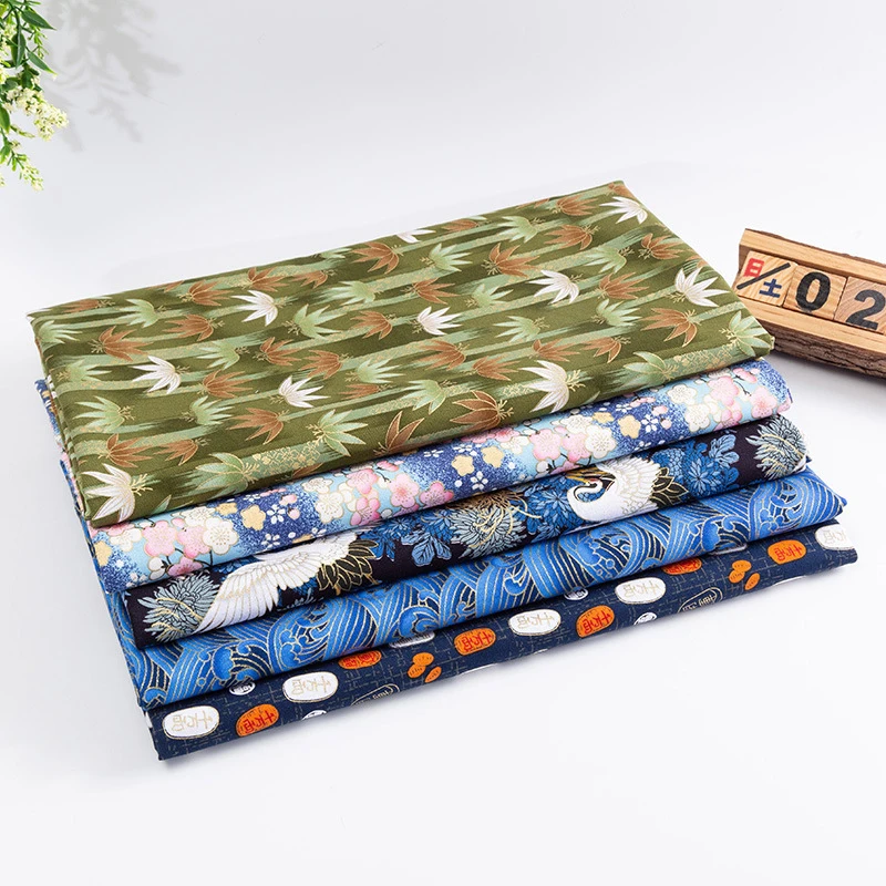 5pcs Japanese Style Hot Stamped Patchwork Cotton Fabric Diy Handmade Blanket Material Sewing Accessories Vintage Cotton Fabric