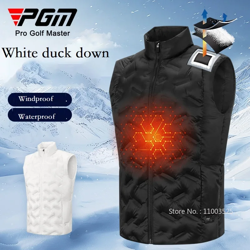 Pgm Men's Winter Down Vest Golf Training Warm Jacket 90% Duck Down Sleeveless Outwear Sports Windproof Waistcoat Waterproof Top