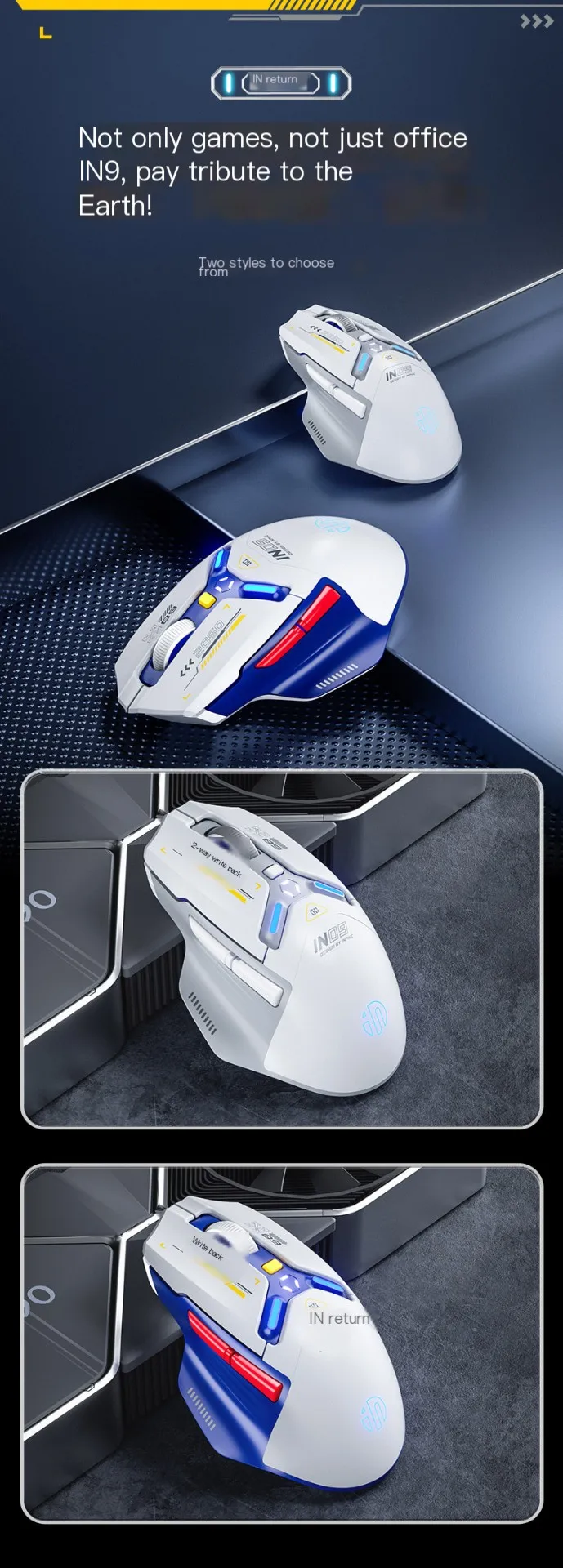 Tipo-C Carregamento, Mouse de jogos profissional para computador, Office Gamer
