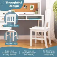 Kids Wooden Desk & Chair Set with Hutch Storage Shelves Drawers Corkboard Study Workstation for Bedroom, Customized 6