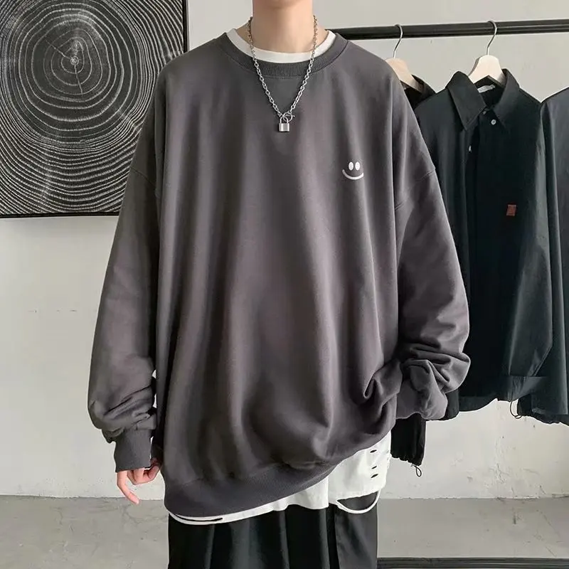 

Pullover Sweatshirt Men's Long-sleeved Round Neck T-shirt Printed Bottoming Shirt Korean Streetwear T-shirt Casual Men's Wear