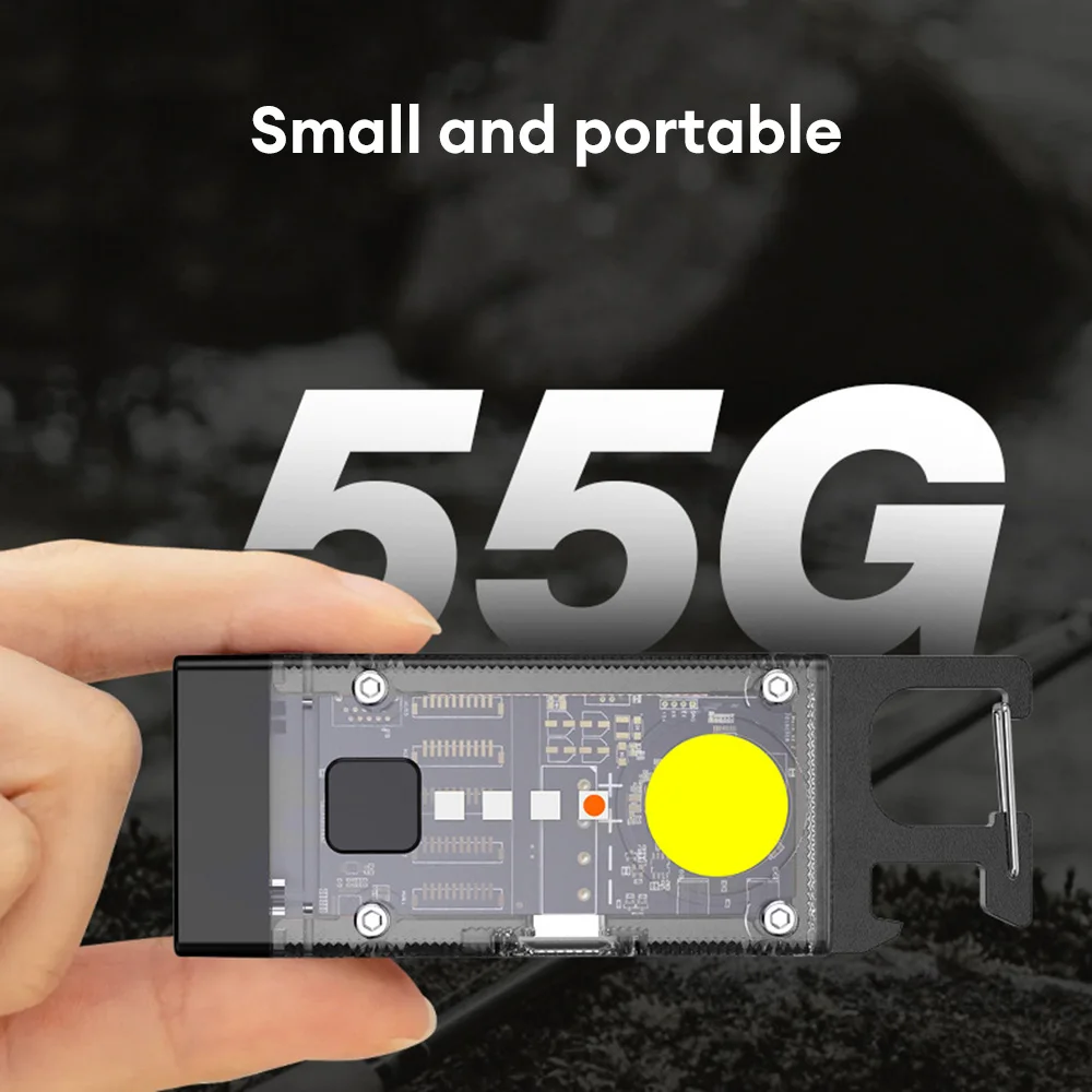 Led flashlight portable solar mini pocket keychain COB work light USB rechargeable outdoor emergency fishing camping