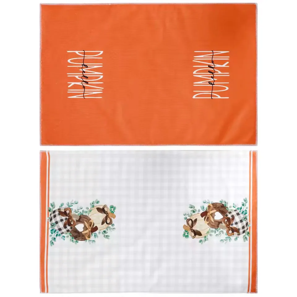 4-pack autumn pumpkin napkins, 40 * 60cm flat and stain resistant, suitable for dining and kitchen use 3
