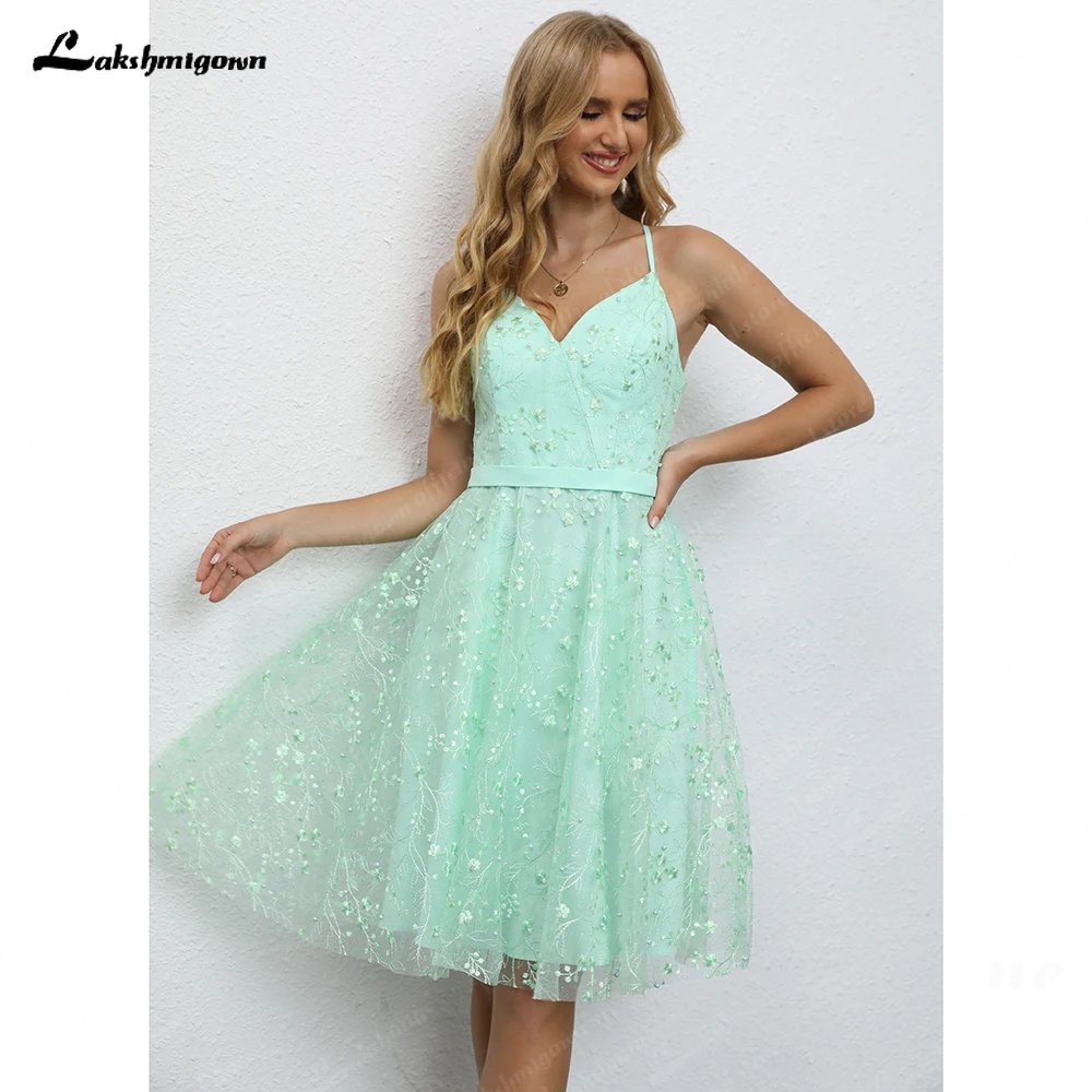 Mint Green Tea Length 50s Style Vintage Bridesmaid Dress